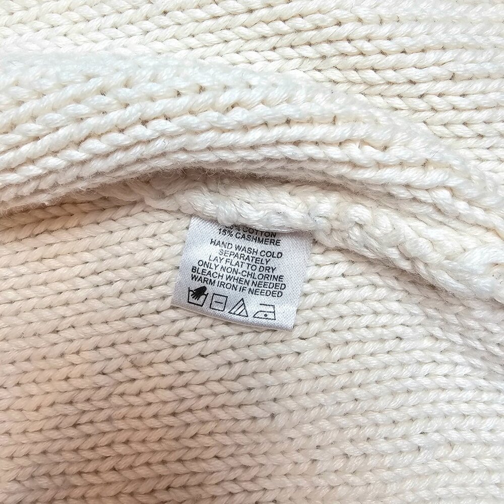 Shipley & Halmos Cotton Cashmere Shawl Collar Cardigan Cream Size L - Picture 15 of 16